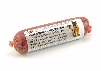 Wołowina-indyk z kością dla psów 1 kg